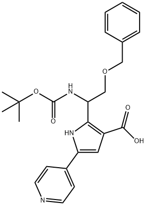 1H-Pyrrole-3-carboxylic  acid,  2-[1-[[(1,1-dimethylethoxy)carbonyl]amino]-2-(phenylmethoxy)ethyl]-5-(4-pyridinyl)- Struktur