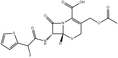 7(alpha-fluoro-2-thienylacetamido)cephalosporanic acid Struktur