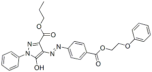 5-Hydroxy-4-[4-(2-phenoxyethoxycarbonyl)phenylazo]-1-phenyl-1H-pyrazole-3-carboxylic acid propyl ester Struktur