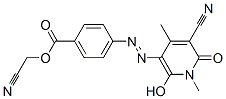 Benzoic  acid,  4-[2-(5-cyano-1,6-dihydro-2-hydroxy-1,4-dimethyl-6-oxo-3-pyridinyl)diazenyl]-,  cyanomethyl  ester Struktur