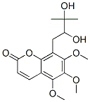 (-)-8-(2,3-Dihydroxy-3-methylbutyl)-5,6,7-trimethoxy-2H-1-benzopyran-2-one Struktur