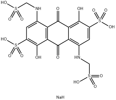 9,10-dihydro-1,5-dihydroxy-9,10-dioxo-4,8-bis[(sulphomethyl)amino]anthracene-2,6-disulphonic acid, sodium salt Struktur