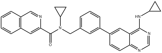 3-Isoquinolinecarboxamide,  N-cyclopropyl-N-[[3-[4-(cyclopropylamino)-6-quinazolinyl]phenyl]methyl]- Struktur