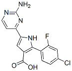 1H-Pyrrole-3-carboxylic  acid,  5-(2-amino-4-pyrimidinyl)-2-(4-chloro-2-fluorophenyl)- Struktur