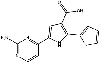 1H-Pyrrole-3-carboxylic  acid,  5-(2-amino-4-pyrimidinyl)-2-(2-thienyl)- Struktur