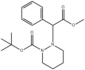 tert-butyl 2-(2-methoxy-2-oxo-1-phenylethyl)tetrahydro-1(2H)-pyridazinecarboxylate Struktur