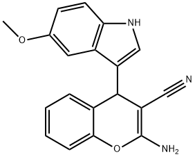 2-amino-4-(5-methoxy-1H-indol-
3yl)-4H-chromene-3-carbonitrile Struktur