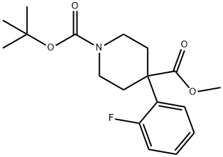 1-BOC-4-(2-FLUOROPHENYL)-4-PIPERIDINEDICARBOXYLIC ACID METHYL ESTER Struktur