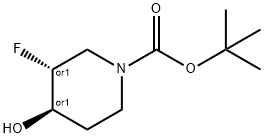 2)Trans-tert-butyl 3-fluoro-4-hydroxypiperidine-1-carboxylate Struktur