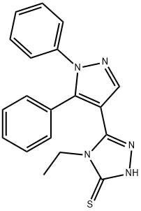 5-(1,5-diphenyl-1H-pyrazol-4-yl)-4-ethyl-4H-1,2,4-triazole-3-thiol Struktur