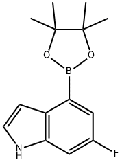 6-氟-4-(4,4,5,5-四甲基-1,3,2-二氧硼雜環(huán)戊烷-2-基)-1H-吲哚, 955978-85-5, 結(jié)構(gòu)式