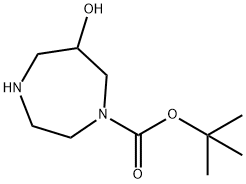 Hexahydro-6-hydroxy-1H-1,4-diazepine-1-carboxylic acid tert-butyl ester Struktur