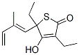 3,5-Diethyl-4-hydroxy-5-(2-methyl-1,3-butadienyl)thiophen-2(5H)-one Struktur