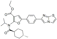 3-Furancarboxylic  acid,  5-(4-imidazo[2,1-b]thiazol-6-ylphenyl)-2-[[(trans-4-methylcyclohexyl)carbonyl](1-methylethyl)amino]-,  ethyl  ester Struktur