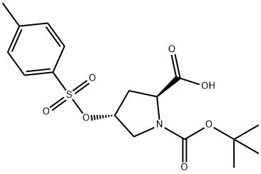 (2S,4R)-1-(tert-butoxycarbonyl)-4-(tosyloxy)pyrrolidine-2-carboxylic acid Struktur