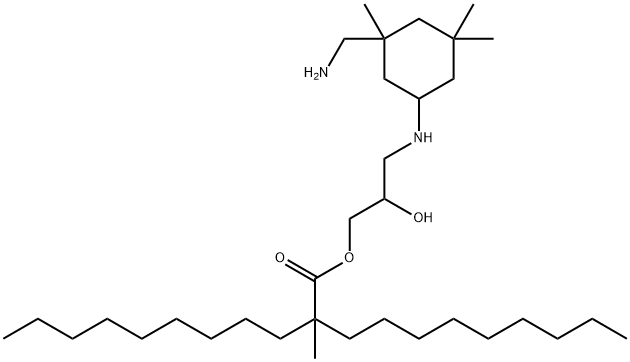 3-[[3-(aminomethyl)-3,5,5-trimethylcyclohexyl]amino]-2-hydroxypropyl 2-methyl-2-nonylundecanoate Struktur