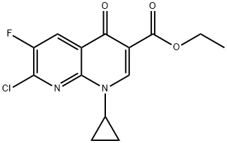 7-Chloro-1-cyclopropyl-6-fluoro-1,4-dihydro-4-oxo-1,8-naphthyridine-3-carboxylic Acid Ethyl Ester Struktur