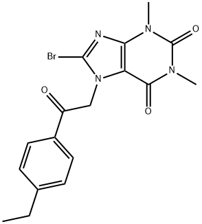 8-bromo-7-[2-(4-ethylphenyl)-2-oxo-ethyl]-1,3-dimethyl-purine-2,6-dion e Struktur