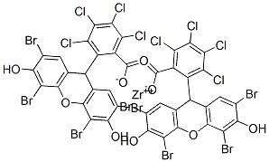 zirconium(2+) bis[2-(2,4,5,7-tetrabromo-3,6-dihydroxyxanthen-9-yl)-3,4,5,6-tetrachlorobenzoate] Struktur