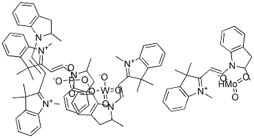 3H-Indolium, 2-[2-(2,3-dihydro-2-methyl-1H-indol-1-yl)ethenyl]-1,3,3-trimethyl-, molybdatetungstatephosphate  Struktur