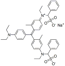 hydrogen [4-[[4-(diethylamino)phenyl][4-[ethyl(sulphonatobenzyl)amino]-o-tolyl]methylene]-3-methylcyclohexa-2,5-dien-1-ylidene](ethyl)(sulphonatobenzyl)ammonium, sodium salt Struktur