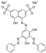 disodium 4-[[2,4-dihydroxy-3,5-bis(phenylazo)phenyl]azo]-5-hydroxynaphthalene-2,7-disulphonate Struktur