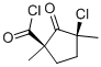 Cyclopentanecarbonyl chloride, 3-chloro-1,3-dimethyl-2-oxo-, trans- (9CI) Struktur