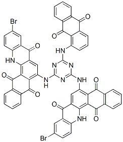 6,6'-[[6-[(9,10-dihydro-9,10-dioxoanthryl)amino]-1,3,5-triazine-2,4-diyl]diimino]bis[10-bromonaphth[2,3-c]acridine-5,8,14(13H)-trione] Struktur