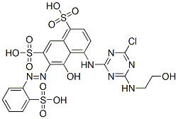 4-[[4-chloro-6-[(2-hydroxyethyl)amino]-1,3,5-triazin-2-yl]amino]-5-hydroxy-6-[(2-sulphophenyl)azo]naphthalene-1,7-disulphonic acid Struktur