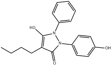 4-Butyl-3-hydroxy-1-(4-hydroxyphenyl)-2-phenyl-3-pyrazolin-5-one Struktur