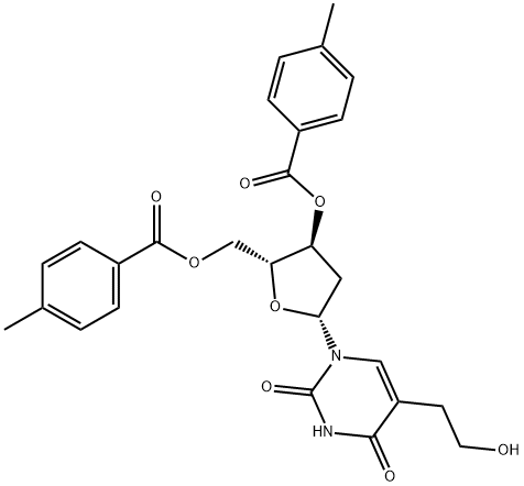 3',5'-DI-O-(P-TOLUOYL)-5-(2-HYDROXYETHYL)-2'-DEOXYURIDINE Struktur