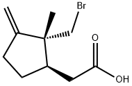 2(bromomethyl)-2-methyl-3-methylenecyclopentaneacetic acid Struktur