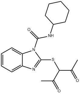 2-[(1-Acetyl-2-oxopropyl)thio]-N-cyclohexyl-1H-benzimidazole-1-carboxamide Struktur