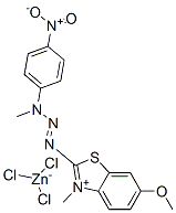 6-Methoxy-3-methyl-2-[3-methyl-3- (p-nitrophenyl)-1-triazeno]benzothiazolium trichlorozincate Struktur