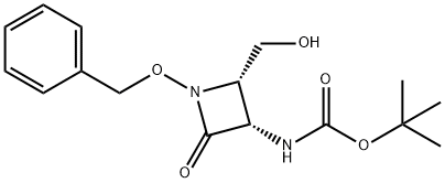 Carbamic acid, N-[(2S,3S)-2-(hydroxymethyl)-4-oxo-1-(phenylmethoxy)-3-azetidinyl]-, 1,1-dimethylethyl ester Struktur