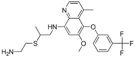 8-((5'-amino-2'-methyl-3'-thiapentyl)amino)-6-methoxy-4-methyl-5-(3-(trifluoromethyl)phenoxy)quinoline Struktur