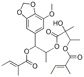 (+)-2-Methyl-2-butenoic acid 2-hydroxy-3-[2-(7-methoxy-1,3-benzodioxol-5-yl)-1-methyl-2-[(2-methyl-1-oxo-2-butenyl)oxy]ethoxy]-1,2-dimethyl-3-oxopropyl ester Struktur