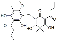 2-[[2,4-Dihydroxy-6-methoxy-5-methyl-3-(1-oxobutyl)phenyl]methyl]-3,5-dihydroxy-4,4-dimethyl-6-(1-oxobutyl)-2,5-cyclohexadien-1-one Struktur