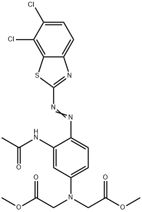 2,2'-[3-Acetylamino-4-(6,7-dichlorobenzothiazol-2-ylazo)phenylimino]bis(acetic acid methyl) ester Struktur