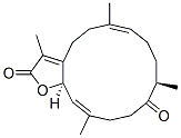 (6E,10R,14E,15aR)-5,8,9,10,13,15a-Hexahydro-3,6,10,14-tetramethylcyclotetradeca[b]furan-2,11(4H,12H)-dione Struktur