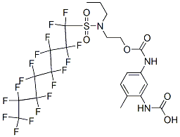 4-Methyl-1,3-benzenedicarbamic acid 1-[2-[N-propyl-N-(heptadecafluorooctyl)sulfonylamino]ethyl] ester Struktur