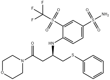 4-[[(1R)-3-(4-Morpholinyl)-3-oxo-1-[(phenylthio)methyl]propyl]amino]-3-trifluoromethylsulfonyl-benzenesulfonamide Struktur