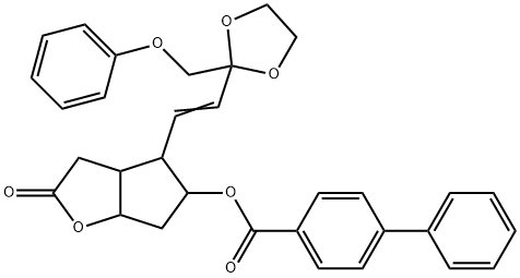 [1,1'-Biphenyl]-4-carboxylic acid hexahydro-2-oxo-4-[2-[2-(phenoxymethyl)-1,3-dioxolan-2-yl]ethenyl]-2H-cyclopenta[b]furan-5-yl ester Struktur