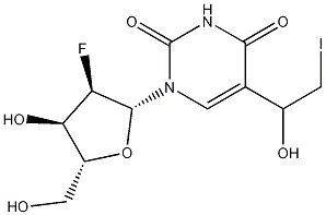 5-(1-Hydroxy-2-iodoethyl)-2'-fluoro-2'-deoxyuridine Struktur