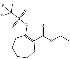 2-[[(Trifluoromethyl)sulfonyl]oxy]-1-cycloheptene-1-carboxylic acid ethyl ester Struktur