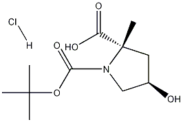 (2S,4R)-4-Hydroxy-1,2-pyrrolidinedicarboxylic acid 1-tert-butyl 2-methyl ester hydrochloride Struktur