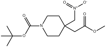 tert-butyl 4-(2-methoxy-2-oxoethyl)-4-(nitromethyl)piperidine-1-carboxylate Struktur