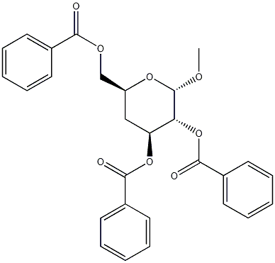 Methyl 2,3,6-Tri-O-benzoyl-4-deoxy-a-D-glucopyranoside Struktur