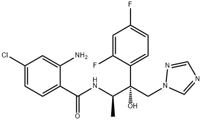 2-Amino-4-chloro-N-[(1R,2R)-2-(2,4-difluorophenyl)-2-hydroxy-1-methyl-3-(1H-1,2,4-triazol-1-yl)propyl]benzamide Struktur