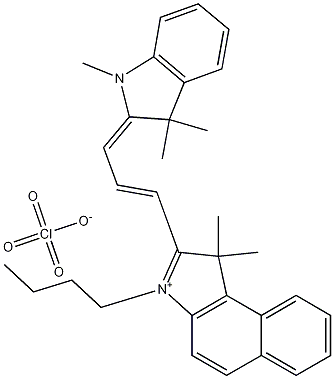 3-Butyl-2-[3-(1,3-dihydro-1,3,3-trimethyl-2H-indol-2-ylidene)-1-propen-1-yl]-1,1-dimethyl-1H-benz[e]indolium perchlorate Struktur